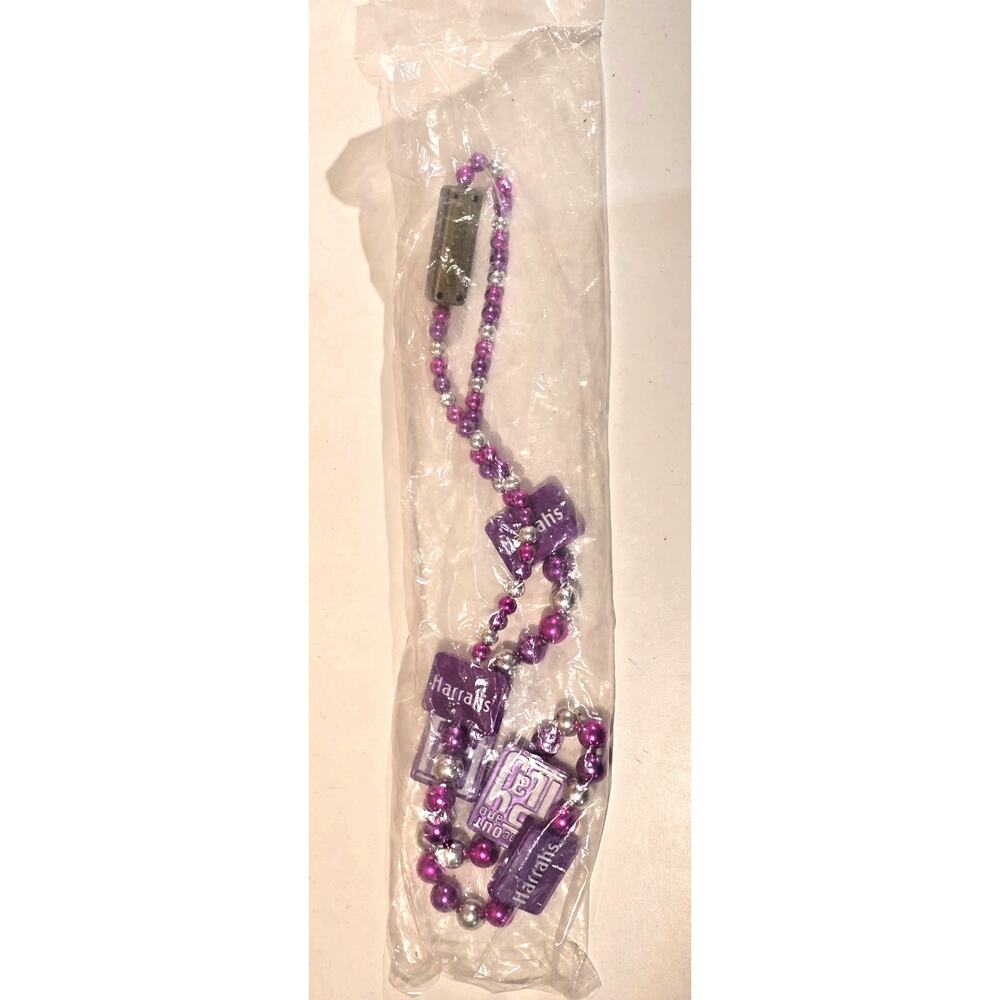 Harrah's Las Vegas BLINK Light Up Mardi Gras Beads Necklace Purple Silver Sealed